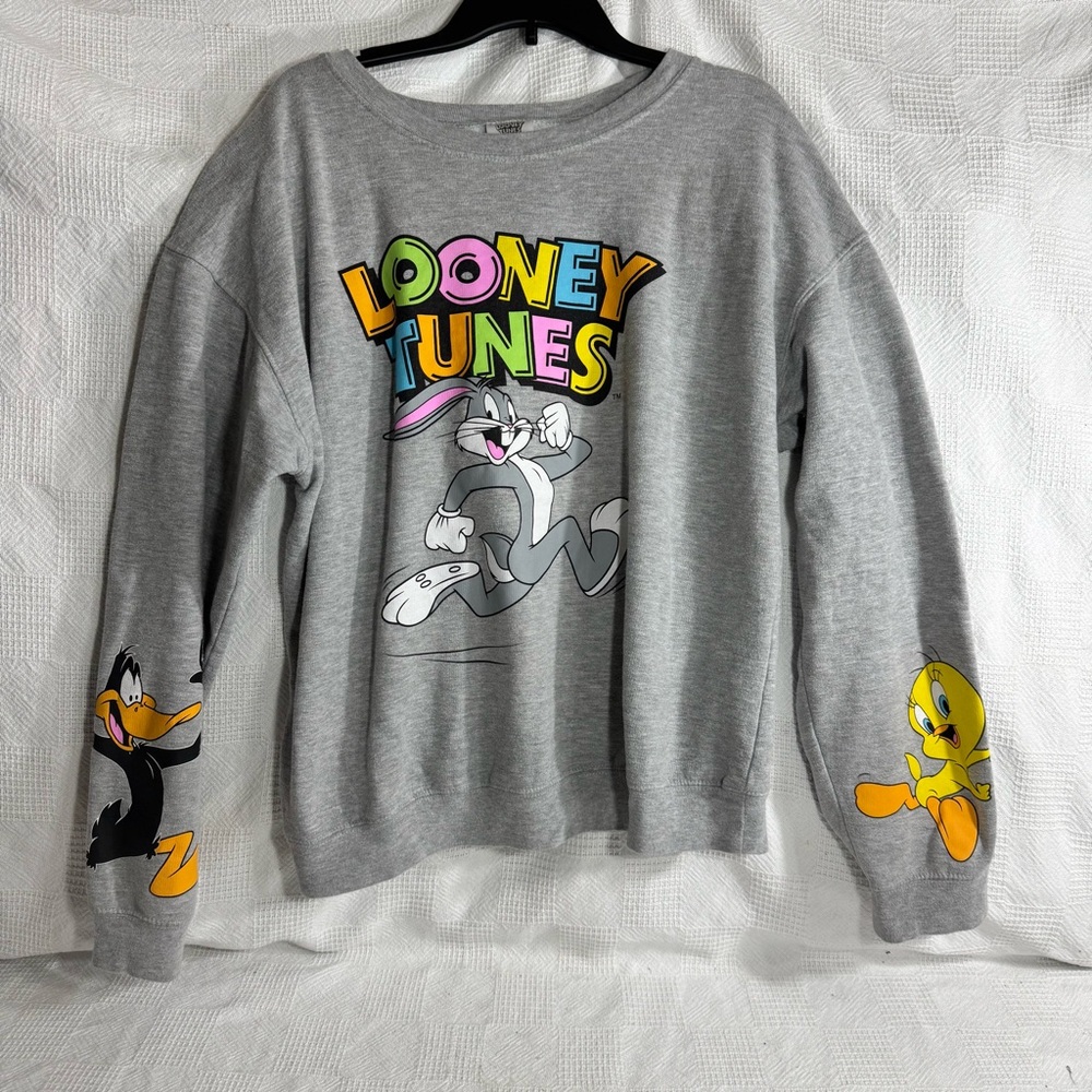 Vintage Warner Brothers Looney Tunes Gray Sweatshirt size XL‎ Girls